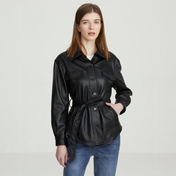 women's leather & faux motorcycle women shirt street personality 3 color single buttons pu autumn winter casual long sleeve blouse, Black
women's leather & faux motorcycle women shirt street personality 3 color single buttons pu autumn winter casual long sleeve blouse, Black