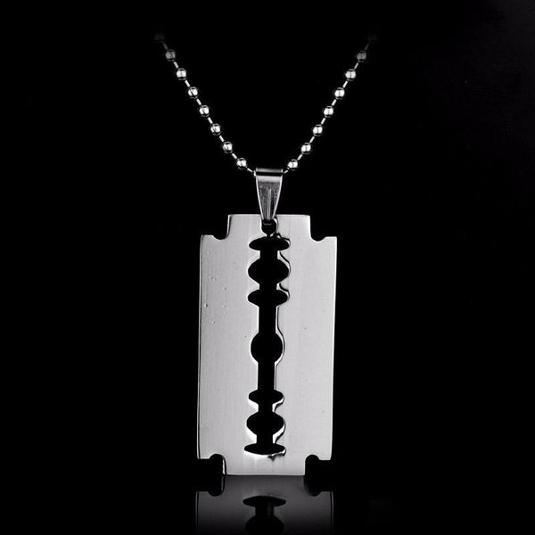 men's necklace jewelry unique stainless steel razor blade shaped pendant choker necklaces, Silver
men's necklace jewelry unique stainless steel razor blade shaped pendant choker necklaces, Silver