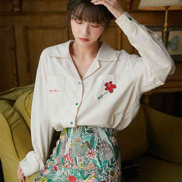 women's two piece pants white long sleeve lapel korean blouse women loose embroidered floral button up shirt casual autumn clo
women's two piece pants white long sleeve lapel korean blouse women loose embroidered floral button up shirt casual autumn clo