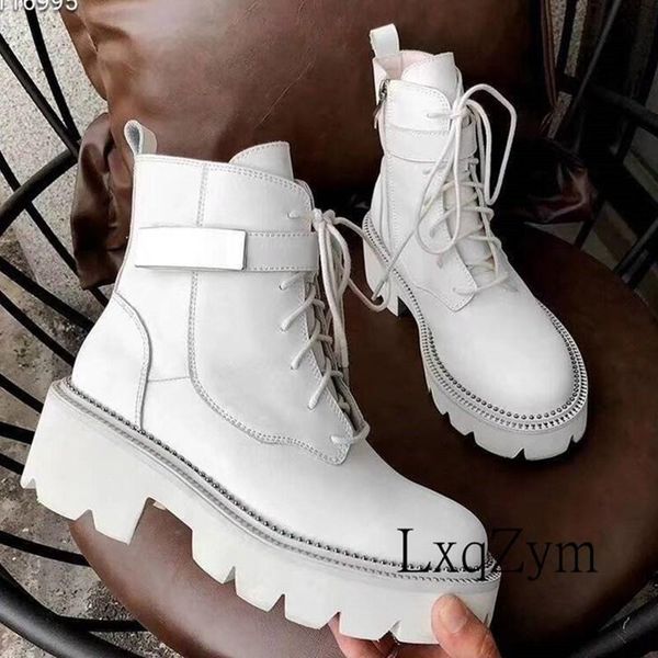boots quality black white thick sole flats for women full calfskin metal buckle decor motorcycle lady lace up casual shoes
boots quality black white thick sole flats for women full calfskin metal buckle decor motorcycle lady lace up casual shoes