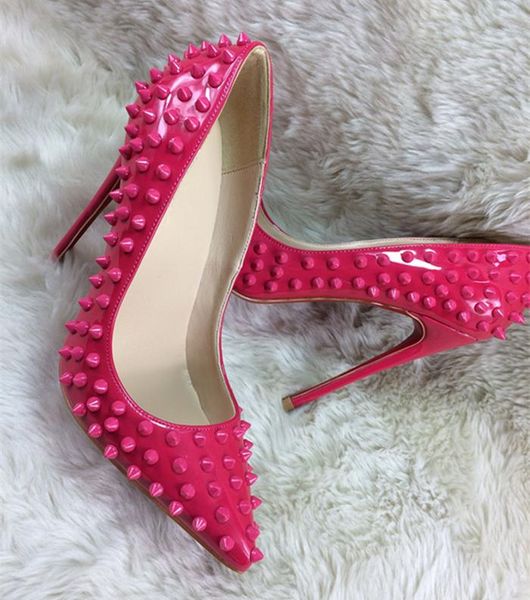 ladies metal studs rivets pumps pink rose patent leather pointed toe women celebrity low cut female party spike high heels shoes dress, Black
ladies metal studs rivets pumps pink rose patent leather pointed toe women celebrity low cut female party spike high heels shoes dress, Black