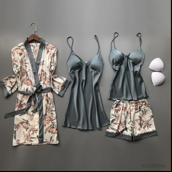 summer satin 4 pieces women sleepwear robe sets faux silk kimono pajamas for flower plus size nightgowns sleepshirts lounge, Black;red
summer satin 4 pieces women sleepwear robe sets faux silk kimono pajamas for flower plus size nightgowns sleepshirts lounge, Black;red