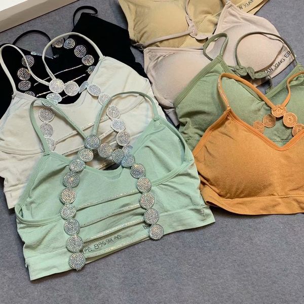 507 spot internet celebrity same shiny diamond decorations cross beauty back comfortable breathable latex cup womens vest sling, Black;white
507 spot internet celebrity same shiny diamond decorations cross beauty back comfortable breathable latex cup womens vest sling, Black;white