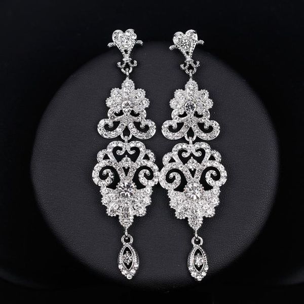 crystal rhinestone long dangle earrings for women wedding fashion earring party jewelry bridal accessories, Silver
crystal rhinestone long dangle earrings for women wedding fashion earring party jewelry bridal accessories, Silver
