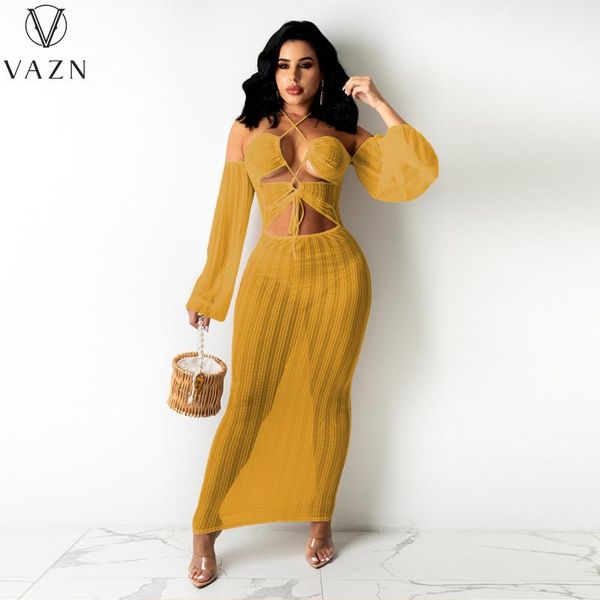 casual dresses vazn 2021 fashion women holiday style long sleeve hanging neck pure color ankle-length, Black;gray
casual dresses vazn 2021 fashion women holiday style long sleeve hanging neck pure color ankle-length, Black;gray