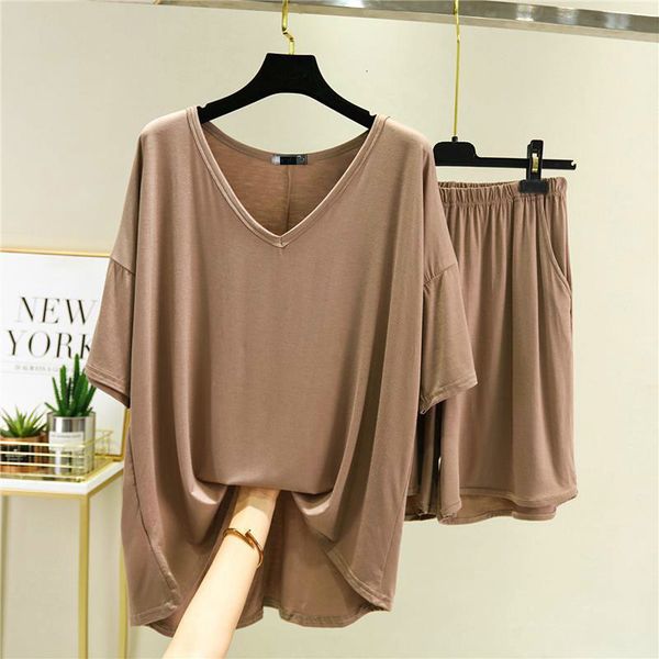2021 new women summer sleepwear comfort soft modal pajamas set female v-neck solid color 2pcs +shorts loose homewear suit l27164ij, Black;red
2021 new women summer sleepwear comfort soft modal pajamas set female v-neck solid color 2pcs +shorts loose homewear suit l27164ij, Black;red
