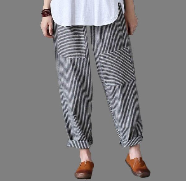 women's pants & capris women elastic waist striped casual cotton linen retro long harem loose pockets pantalon trousers plus size, Black;white
women's pants & capris women elastic waist striped casual cotton linen retro long harem loose pockets pantalon trousers plus size, Black;white