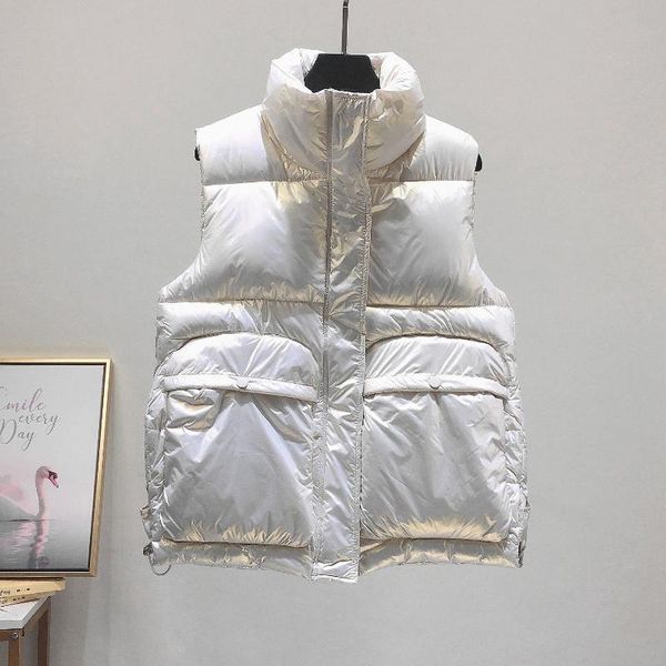 women's vests 2021 autumn winter women loose solid stand collar female casual thickened cotton waistcoat sleeveless vest coat c227, Black;white
women's vests 2021 autumn winter women loose solid stand collar female casual thickened cotton waistcoat sleeveless vest coat c227, Black;white
