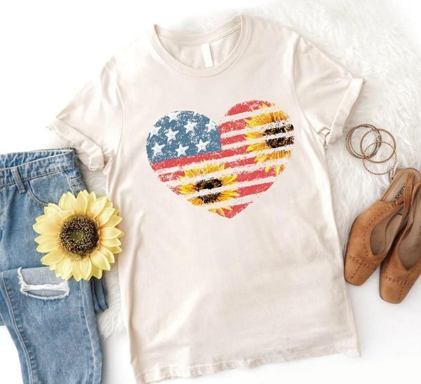women's t-shirt sunflower heart patriotic shirt, th of july independence day oversized 100% cotton sleeve fashion women plus size, White
women's t-shirt sunflower heart patriotic shirt, th of july independence day oversized 100% cotton sleeve fashion women plus size, White