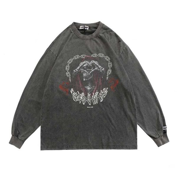 men's hoodies & sweatshirts 2021 dark streetwear chain skull love print retro wash men harajuku sweatshirt cotton long sleeve tees wome, Black
men's hoodies & sweatshirts 2021 dark streetwear chain skull love print retro wash men harajuku sweatshirt cotton long sleeve tees wome, Black