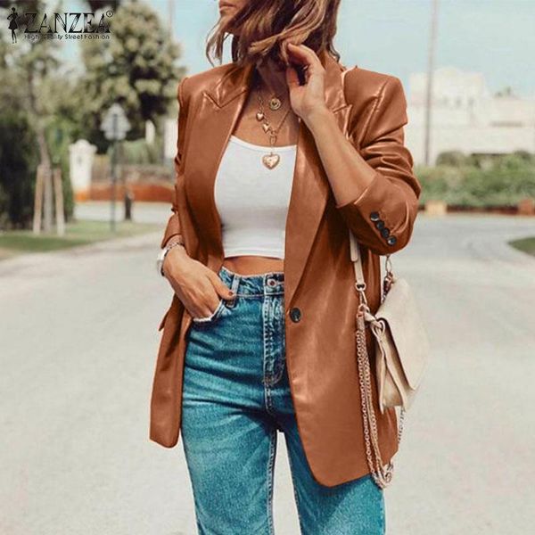 women's suits & blazers zanzea 2021 women fashion long sleeve lapel coat elegant button leather pu blazer autumn office work female sol, White;black
women's suits & blazers zanzea 2021 women fashion long sleeve lapel coat elegant button leather pu blazer autumn office work female sol, White;black