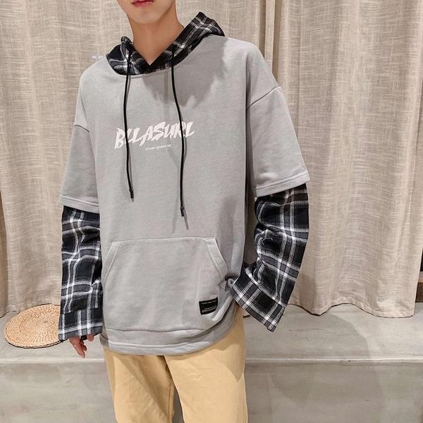 men's hoodies & sweatshirts spring and autumn vacation two hooded sweater trend plaid stitching hip hop loose hoodie coat, Black
men's hoodies & sweatshirts spring and autumn vacation two hooded sweater trend plaid stitching hip hop loose hoodie coat, Black
