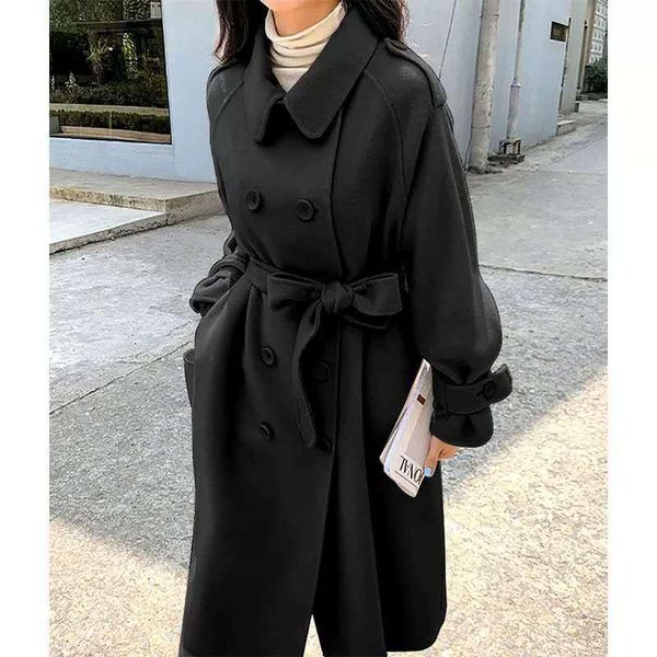 women's wool & blends 2021 winter women double-sided woolen coats solid color turn-down collar double breasted epaulet elegant long ove, Black
women's wool & blends 2021 winter women double-sided woolen coats solid color turn-down collar double breasted epaulet elegant long ove, Black