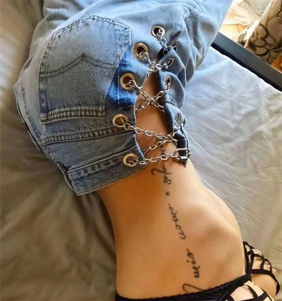 women's jeans streetwear ladies hollow metal chain high waist retro straight pant korean fashion pants harajuku y2k baggy wide leg, Blue
women's jeans streetwear ladies hollow metal chain high waist retro straight pant korean fashion pants harajuku y2k baggy wide leg, Blue