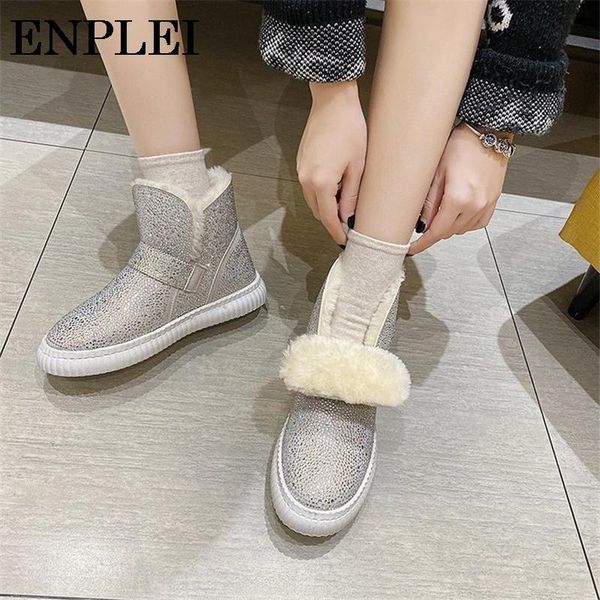 boots enplei shiny crystal flat ankle for women winter warm short plush snow female soft low heel platform size 35-40, Black
boots enplei shiny crystal flat ankle for women winter warm short plush snow female soft low heel platform size 35-40, Black