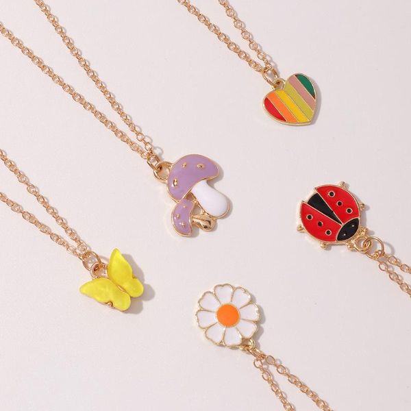 pendant necklaces 5pcs/set colorful heart necklace for women men gold color chain mushroom butterfly cute jewelry gift, Silver
pendant necklaces 5pcs/set colorful heart necklace for women men gold color chain mushroom butterfly cute jewelry gift, Silver
