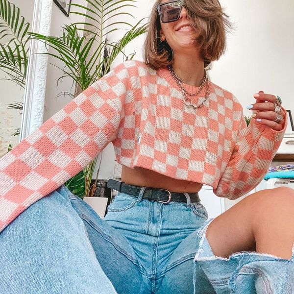 women's sweaters y2k casual knit sweater argyle printed long sleeve round neck loose fit pullover autumn jumper vintage streetwear, White;black
women's sweaters y2k casual knit sweater argyle printed long sleeve round neck loose fit pullover autumn jumper vintage streetwear, White;black
