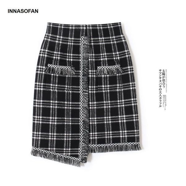 skirts innasofan knitted mini skirt women autumn winter irregular plaid high waist fashion high-end chic tassel, Black
skirts innasofan knitted mini skirt women autumn winter irregular plaid high waist fashion high-end chic tassel, Black