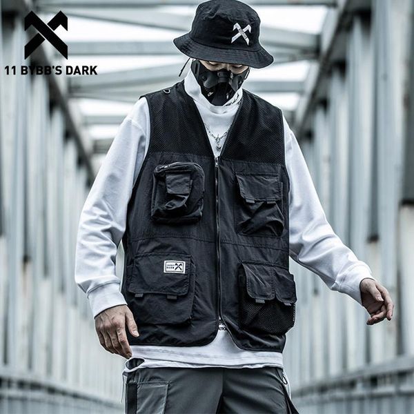 men's vests 11 bybb's dark hip hop cargo coats tactical vest men streetwear sleeveless functional multi pockets, Black;white 
men's vests 11 bybb's dark hip hop cargo coats tactical vest men streetwear sleeveless functional multi pockets, Black;white