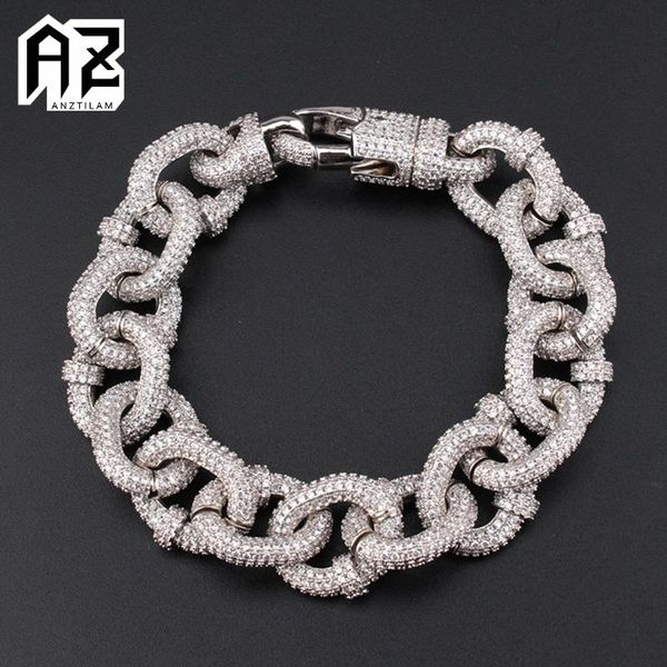 link, chain az 17mm iced out o cuban link bracelets for men women with bling zircon stone hip hop miami hand goth jewelry, Black
link, chain az 17mm iced out o cuban link bracelets for men women with bling zircon stone hip hop miami hand goth jewelry, Black