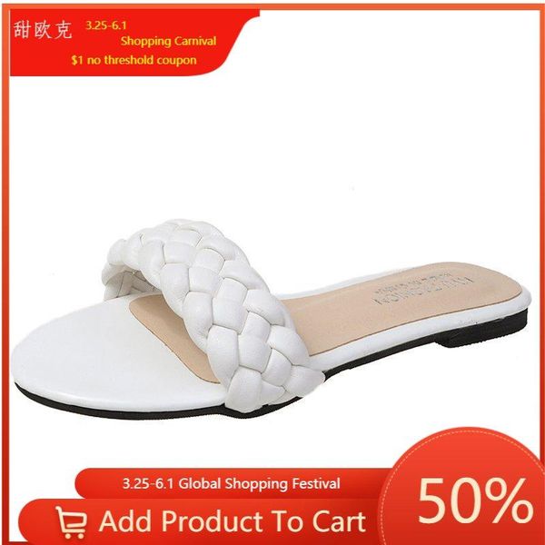 pu woven women's slippers summer sandals european and american large size 42 one word zapatillas mujer, Black
pu woven women's slippers summer sandals european and american large size 42 one word zapatillas mujer, Black
