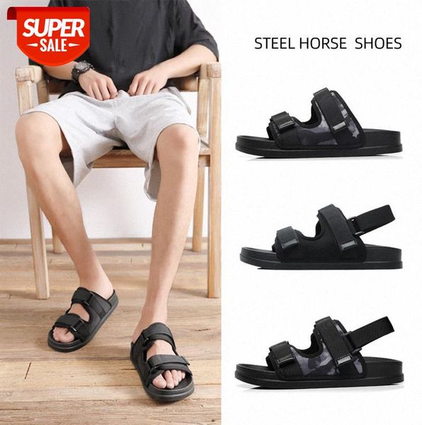 sandals men's casual dual-use beach korean version of roman all-match external slippers #wf0d, Black