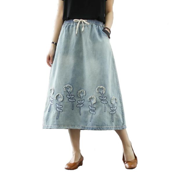 skirts dropship cotton denim long mid-calf women vintage embroidery elastic high waist a-line jeans de mujer falda, Black
skirts dropship cotton denim long mid-calf women vintage embroidery elastic high waist a-line jeans de mujer falda, Black