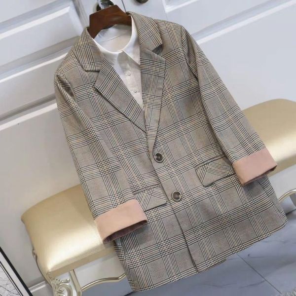 women's suits & blazers 2021 vintage single breasted office ladies plaid blazer long sleeve loose houndstooth suit coat jacket women fe, White;black
women's suits & blazers 2021 vintage single breasted office ladies plaid blazer long sleeve loose houndstooth suit coat jacket women fe, White;black