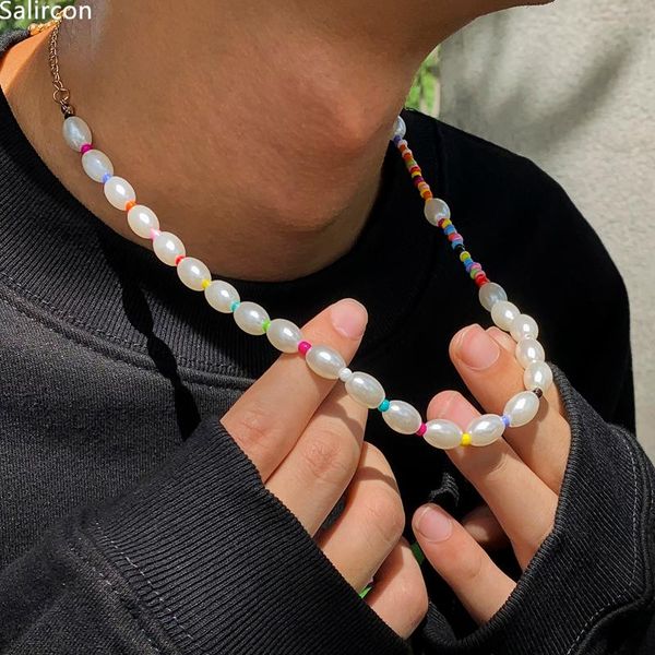 chokers bohemian rainbow colors seed beads chain necklace for women men baroque simulated pearls beaded collier fashion y2k jewelry, Golden;silver
chokers bohemian rainbow colors seed beads chain necklace for women men baroque simulated pearls beaded collier fashion y2k jewelry, Golden;silver