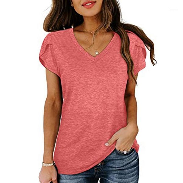 women's t-shirt women casual short-sleeved t-shirts v collar summer tees fashion petals sleeves tee shirts, White
women's t-shirt women casual short-sleeved t-shirts v collar summer tees fashion petals sleeves tee shirts, White