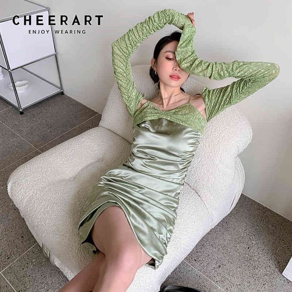 green lace pathcwork satin dress backless long sleeve bodycon ruched dresses for women ladies spring summer 210427, Black;gray
green lace pathcwork satin dress backless long sleeve bodycon ruched dresses for women ladies spring summer 210427, Black;gray