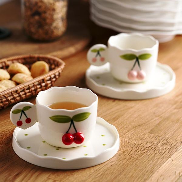 cups & saucers personalized embossed cherry coffee mug creative ceramic water tea cup and plate set 160ml lovely christmas gift
cups & saucers personalized embossed cherry coffee mug creative ceramic water tea cup and plate set 160ml lovely christmas gift