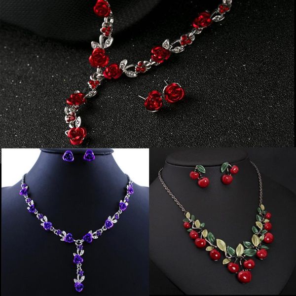 earrings & necklace jewelry sets princess long vintage cute enamel rose flower / cherry pendant set, Silver
earrings & necklace jewelry sets princess long vintage cute enamel rose flower / cherry pendant set, Silver
