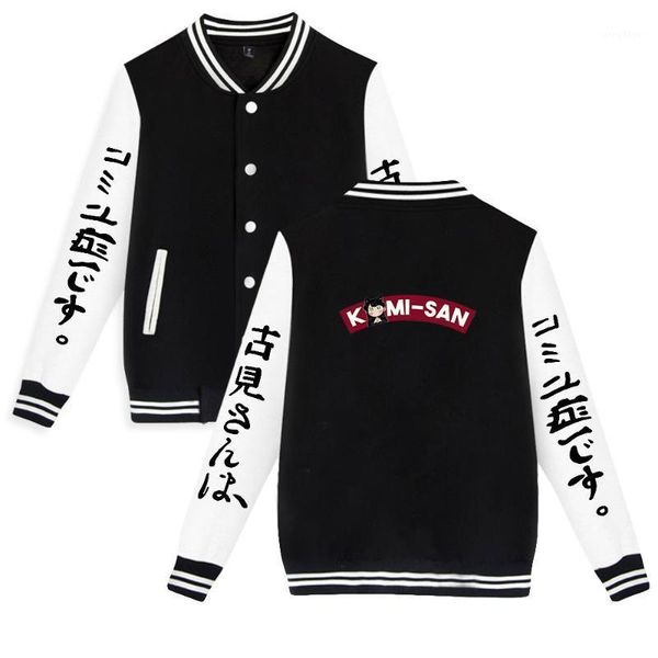 komi can't communicate japanese anime story spring baseball jacket street style casual harajuku women/men jackets clothing men's, Black;brown
