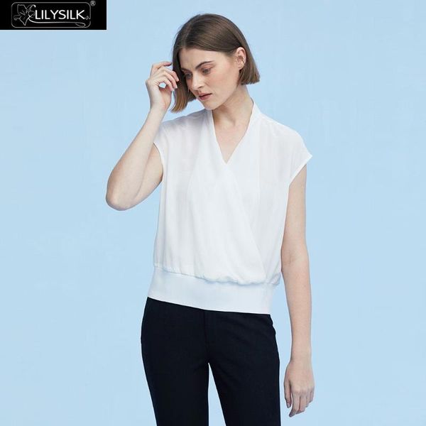 women's blouses & shirts lilysilk silk with overlapped front elegant women summer ladies, White
women's blouses & shirts lilysilk silk with overlapped front elegant women summer ladies, White