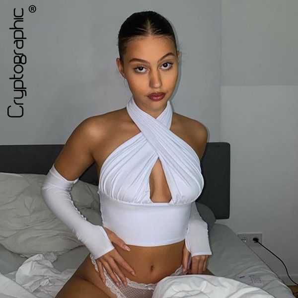 cryptographic halter wrap crop with sleeve women elegant fashion baless cut-out cropped feminino streetwear, Black;white
cryptographic halter wrap crop with sleeve women elegant fashion baless cut-out cropped feminino streetwear, Black;white