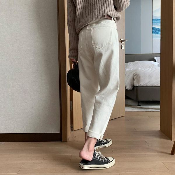 women's jeans women oversize chic harem trousers simple winter plus velvet high waist female all-match leisure korean solid style beige, Blue 
women's jeans women oversize chic harem trousers simple winter plus velvet high waist female all-match leisure korean solid style beige, Blue