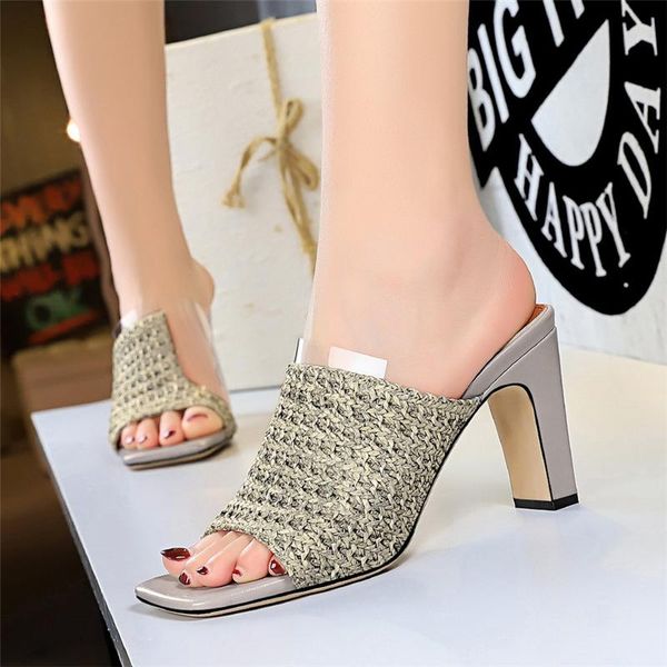slippers transparent mules high heels clear slides vintage women summer bohemian heel evening shoes, Black
slippers transparent mules high heels clear slides vintage women summer bohemian heel evening shoes, Black