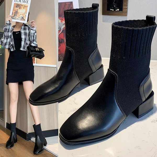 spring and autumn elastic boot woman retro square toe skinny versatile coarse heel single shoe x509 dress shoes, Black
spring and autumn elastic boot woman retro square toe skinny versatile coarse heel single shoe x509 dress shoes, Black