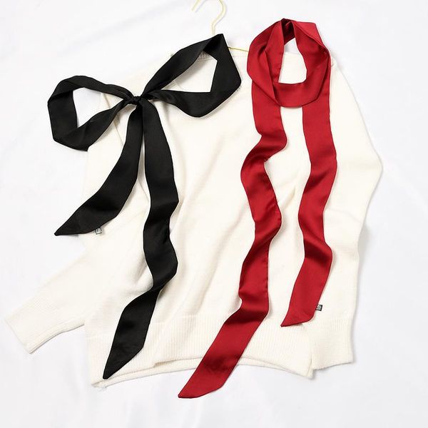 scarves thin and narrow solid color long small silk scarf women's binding bag ribbon korean spring summer belt, Blue;gray
scarves thin and narrow solid color long small silk scarf women's binding bag ribbon korean spring summer belt, Blue;gray