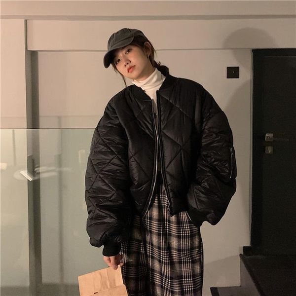 women's fashion filling cotton short jacket woman solid parkas female baseball uniform coat down &, Black
women's fashion filling cotton short jacket woman solid parkas female baseball uniform coat down &, Black