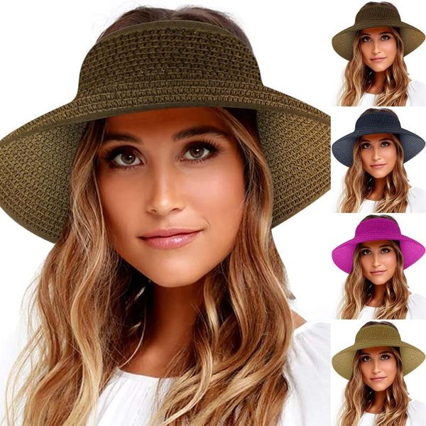 wide brim hats lady straw hat fashion women's solid color knitting roll-up stretch sun visor comfortable fabric, Blue;gray
wide brim hats lady straw hat fashion women's solid color knitting roll-up stretch sun visor comfortable fabric, Blue;gray