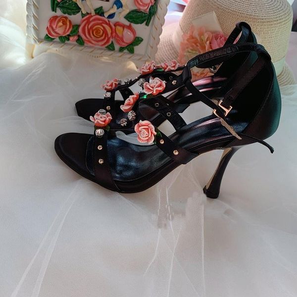 fashion women summer sandals high heels flower ankle wrap shoes models party, Black
fashion women summer sandals high heels flower ankle wrap shoes models party, Black