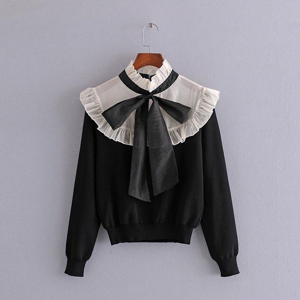 women's sweaters brand design winter fashion women knitted sweater mesh lace patchwork chic pullover bow sweet cute 2021 clothes, White;black
women's sweaters brand design winter fashion women knitted sweater mesh lace patchwork chic pullover bow sweet cute 2021 clothes, White;black