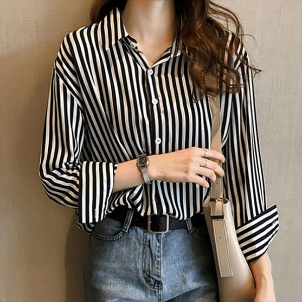 vintage striped print lapel women shirt casual single breasted long sleeve chiffon turn down collar shirts, White
vintage striped print lapel women shirt casual single breasted long sleeve chiffon turn down collar shirts, White