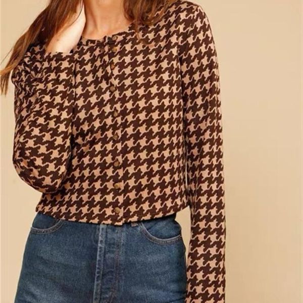 women's knits & tees o-neck knit cardigan single breasted houndstooth jacquard retro early autumn 2021 female long sleeve sweater coat, White
women's knits & tees o-neck knit cardigan single breasted houndstooth jacquard retro early autumn 2021 female long sleeve sweater coat, White