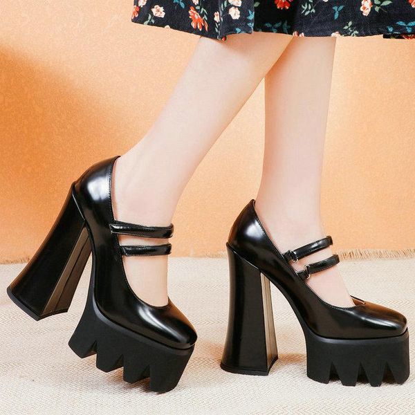 dress shoes platform super thick high heel women pumps pu leather square toe spring autumn woman's big size 43, Black
dress shoes platform super thick high heel women pumps pu leather square toe spring autumn woman's big size 43, Black