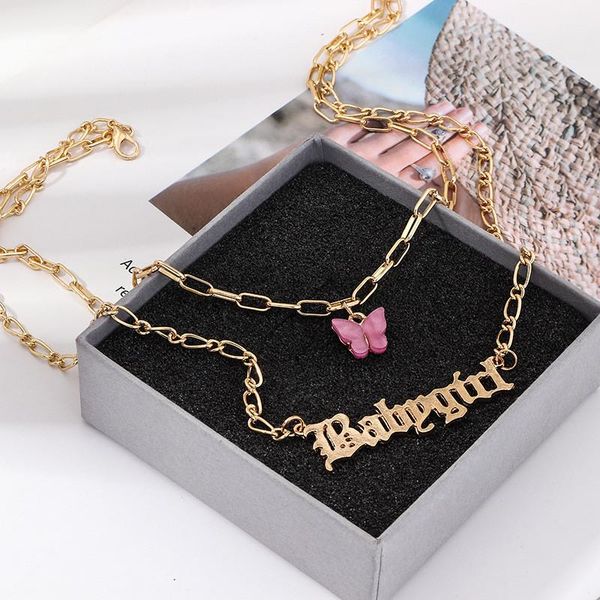 pendant necklaces okily fashion double layer chain multicolor butterfly necklace angel alphabet for women mother's day gift, Silver
pendant necklaces okily fashion double layer chain multicolor butterfly necklace angel alphabet for women mother's day gift, Silver