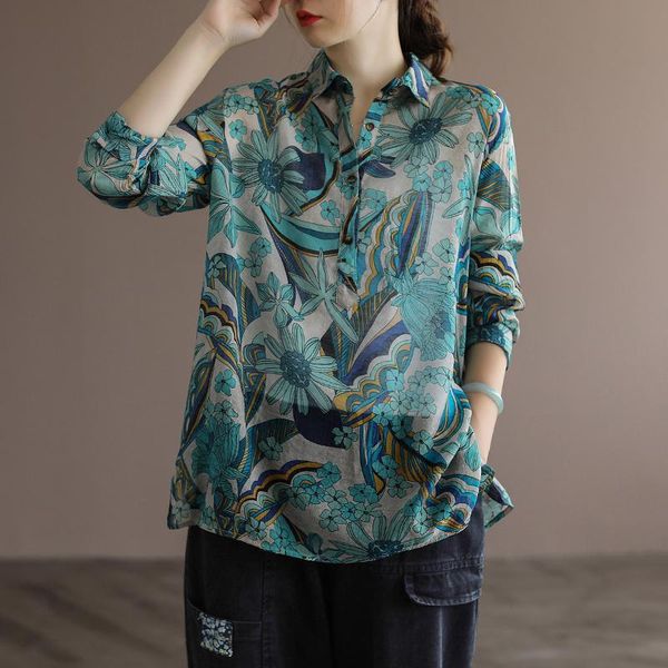 women's blouses & shirts 2021 autumn shirt retro women loose pullovers blouse ladies turn-down collar button print casual all-match, White
women's blouses & shirts 2021 autumn shirt retro women loose pullovers blouse ladies turn-down collar button print casual all-match, White