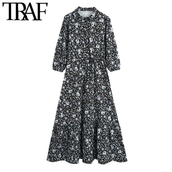 women chic fashion floral print ruffled midi shirt dress vintage short sleeve drawstring female dresses vestidos 210507, Black;gray
women chic fashion floral print ruffled midi shirt dress vintage short sleeve drawstring female dresses vestidos 210507, Black;gray